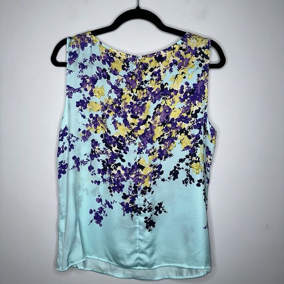 Talbots Women’s 100% Silk Floral Sleeveless Top Blue Multicolor Size 10 - Picture 3 of 5
